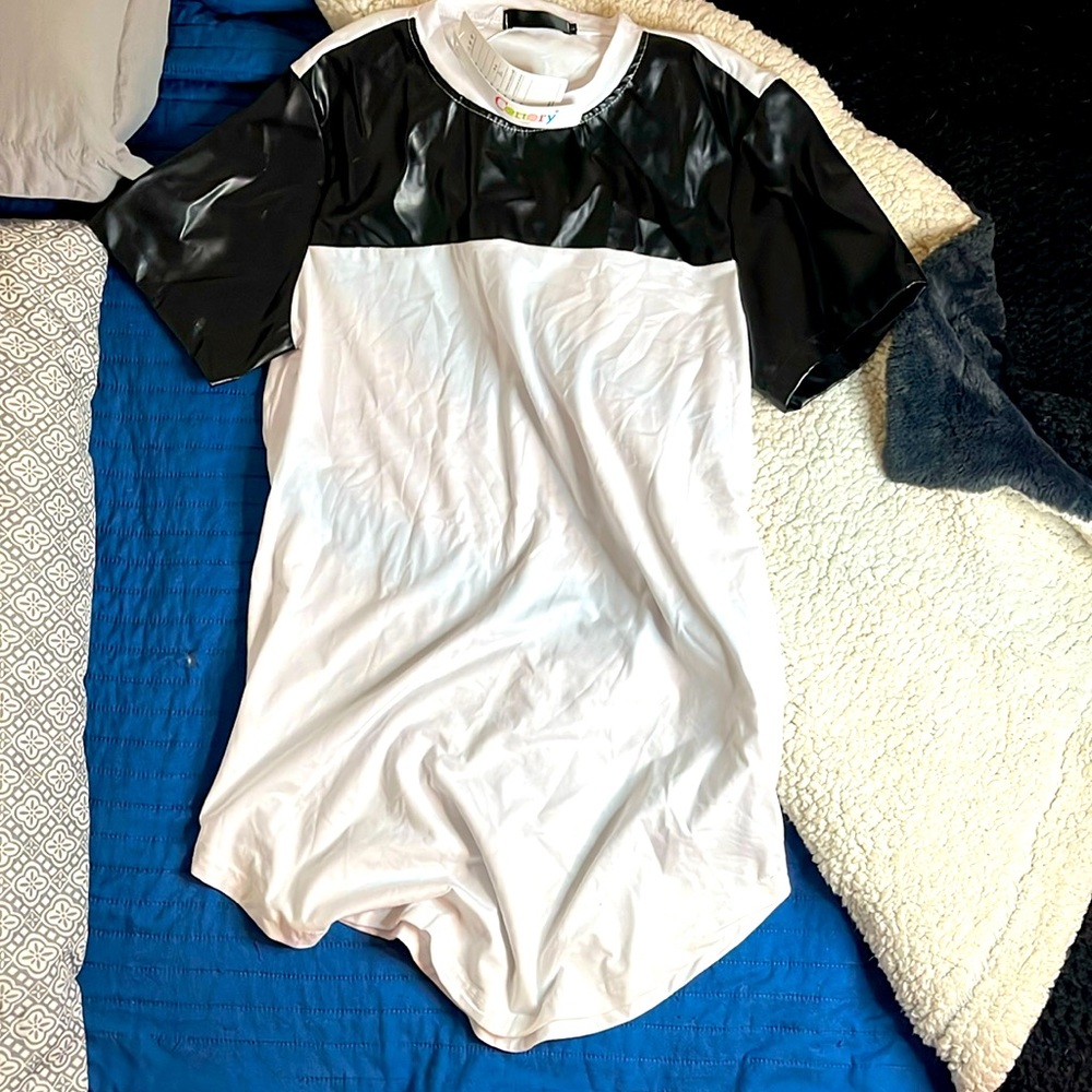 White and black shirt